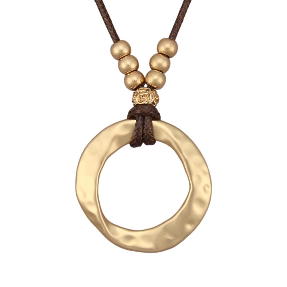 Boho Pendant Necklaces for Women Leather Western Necklace Circle Pendant